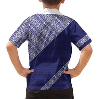 Tonga Queen Salote College Family Matching Short Sleeve Bodycon Dress and Hawaiian Shirt 100 Years Anniversary Navy Color