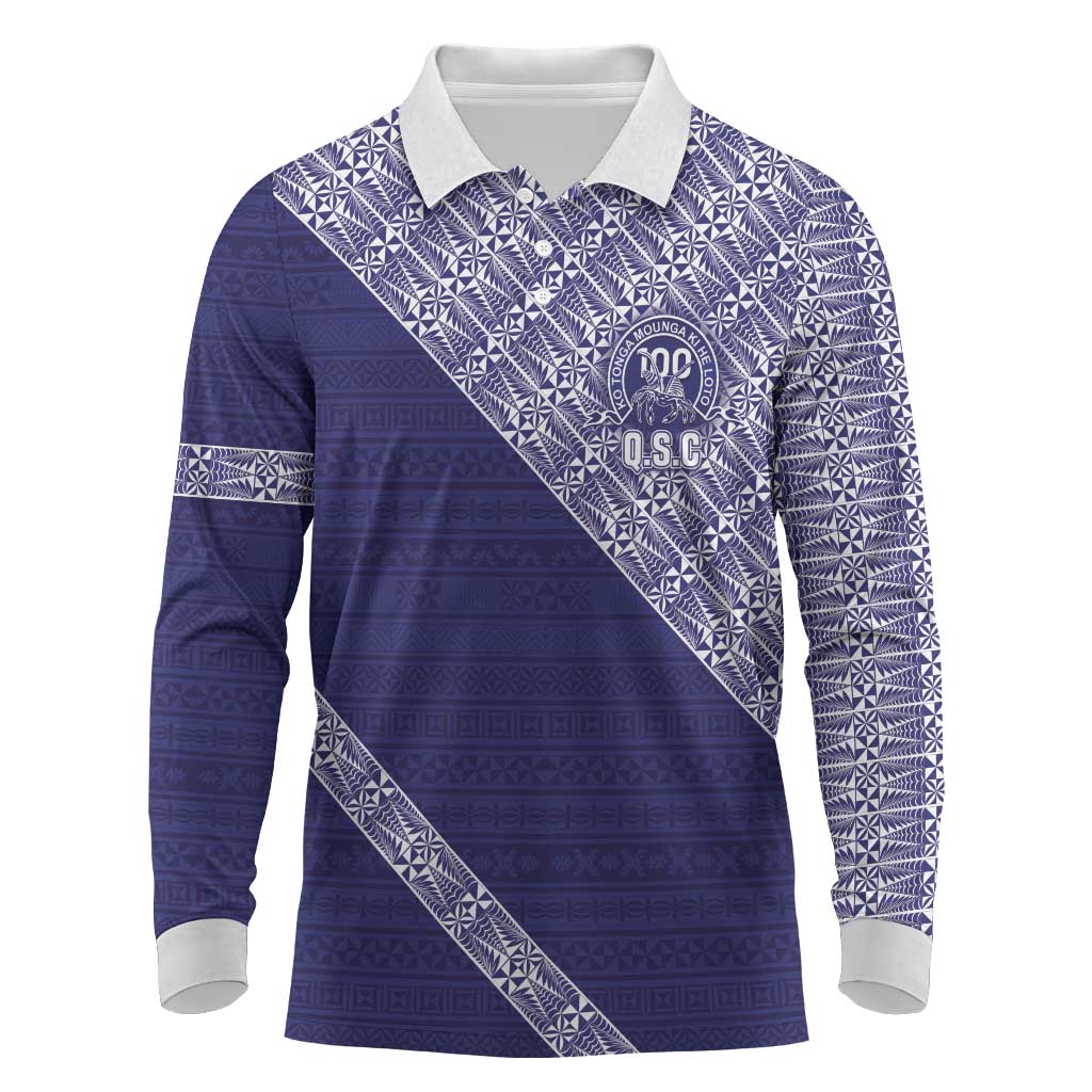 Tonga Queen Salote College Long Sleeve Polo Shirt 100 Years Anniversary Navy Color