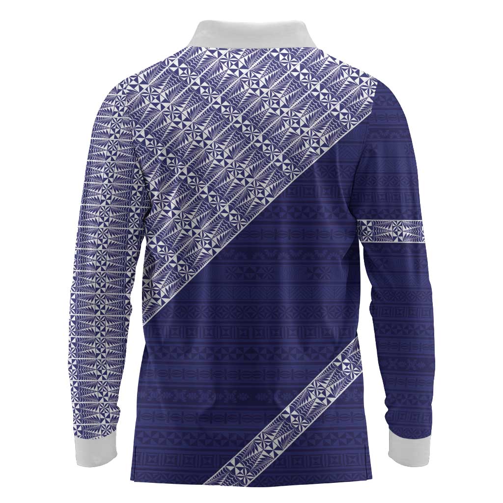 Tonga Queen Salote College Long Sleeve Polo Shirt 100 Years Anniversary Navy Color