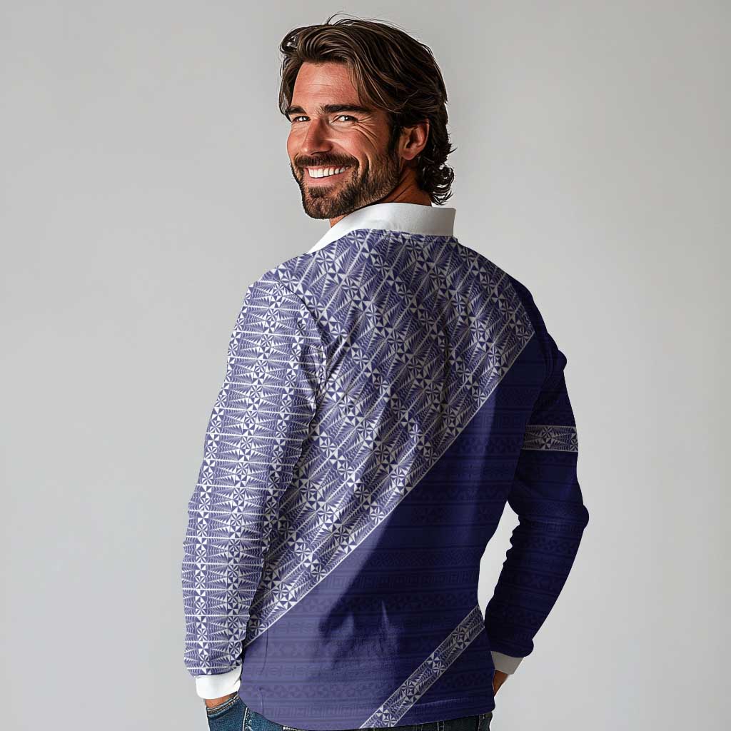 Tonga Queen Salote College Long Sleeve Polo Shirt 100 Years Anniversary Navy Color