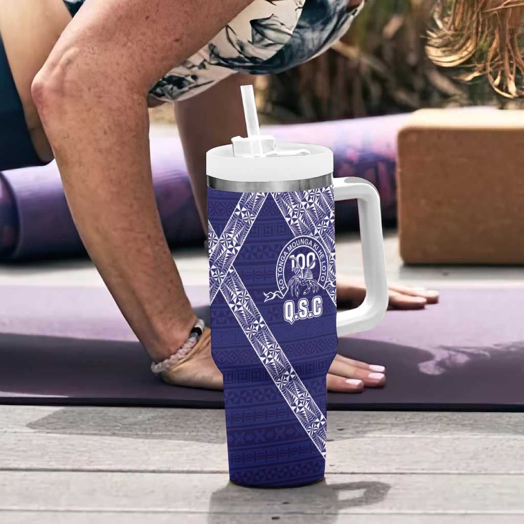 Tonga Queen Salote College Tumbler With Handle 100 Years Anniversary Navy Color LT05 - Polynesian Pride