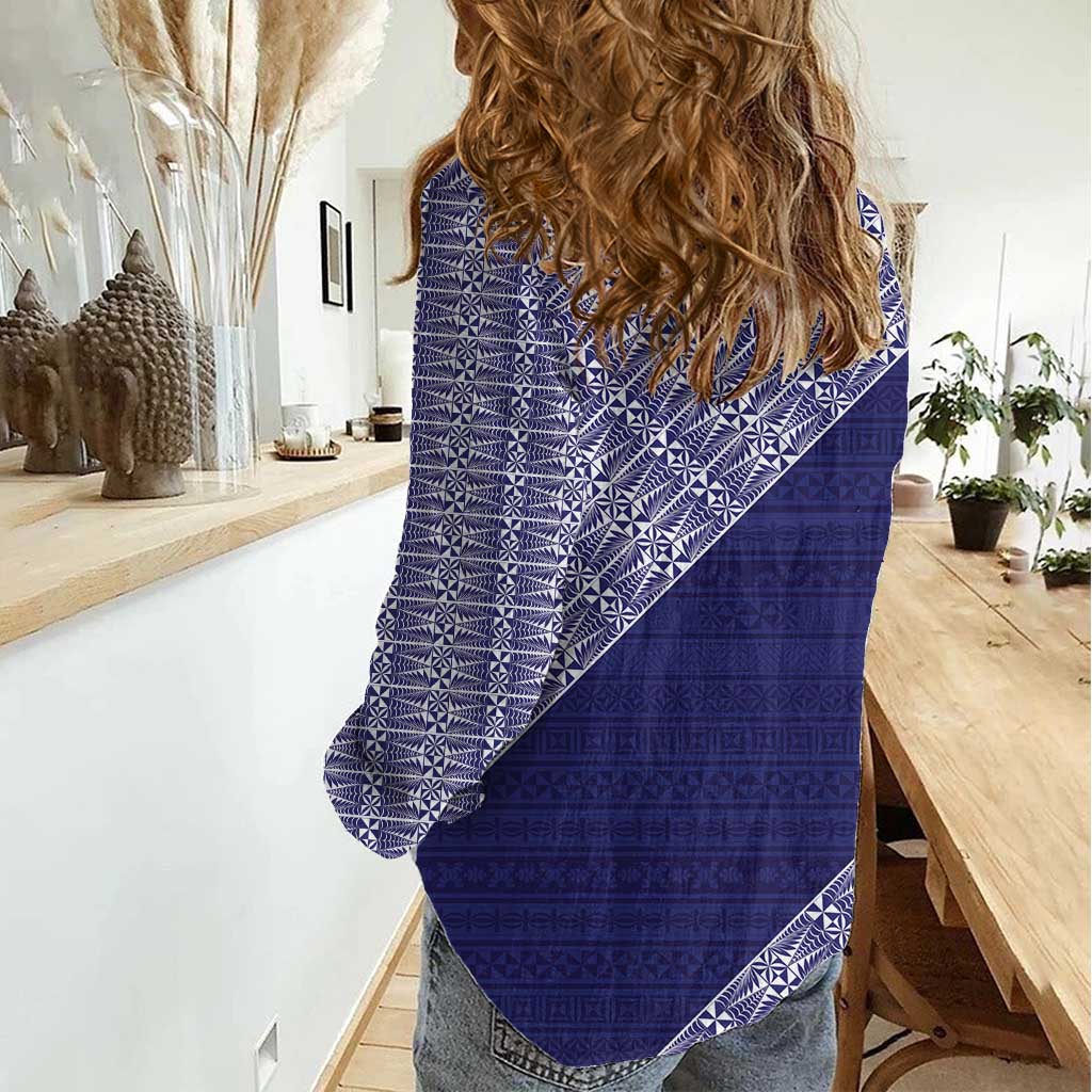 Tonga Queen Salote College Women Casual Shirt 100 Years Anniversary Navy Color