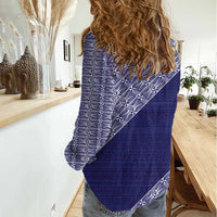 Tonga Queen Salote College Women Casual Shirt 100 Years Anniversary Navy Color