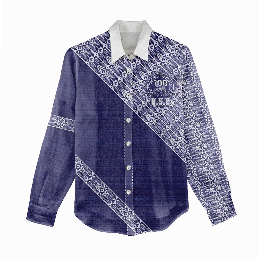 Tonga Queen Salote College Women Casual Shirt 100 Years Anniversary Navy Color