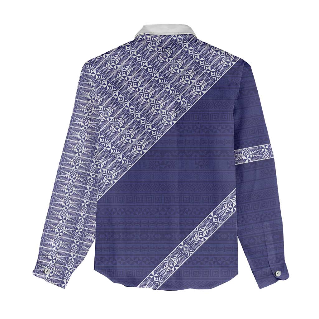 Tonga Queen Salote College Women Casual Shirt 100 Years Anniversary Navy Color