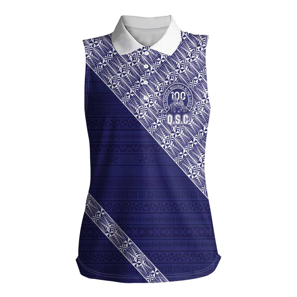 Tonga Queen Salote College Women Sleeveless Polo Shirt 100 Years Anniversary Navy Color