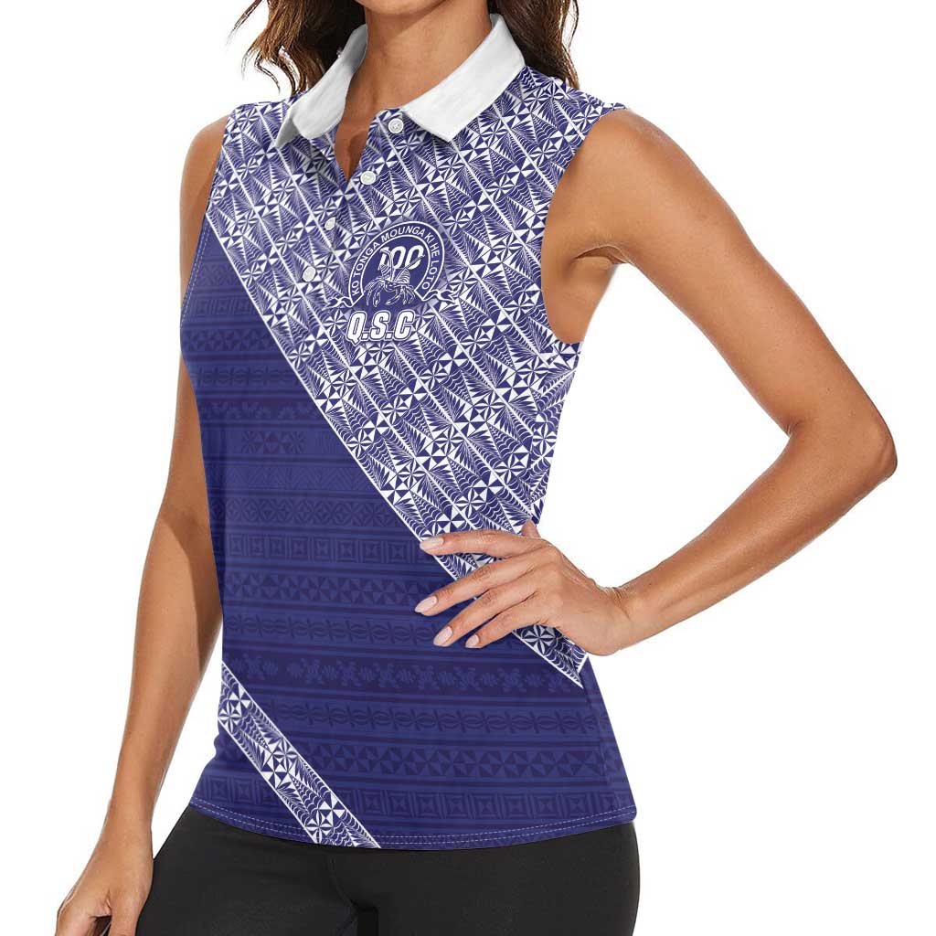Tonga Queen Salote College Women Sleeveless Polo Shirt 100 Years Anniversary Navy Color