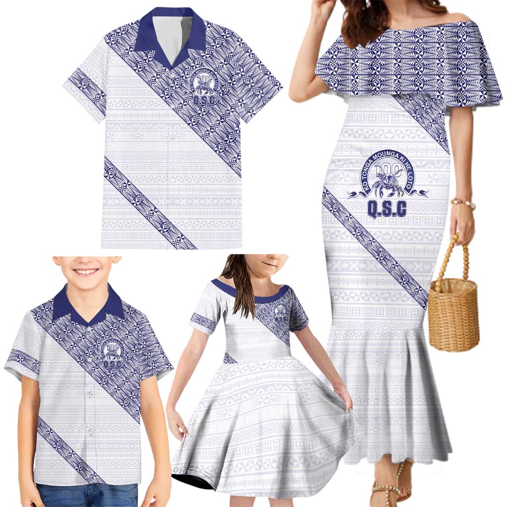 Tonga Queen Salote College Family Matching Mermaid Dress and Hawaiian Shirt 100 Years Anniversary White Color