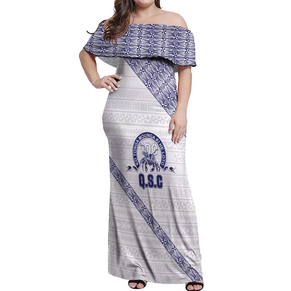 Tonga Queen Salote College Off Shoulder Maxi Dress 100 Years Anniversary White Color