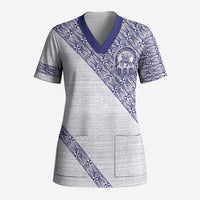 Tonga Queen Salote College Scrub Top 100 Years Anniversary White Color