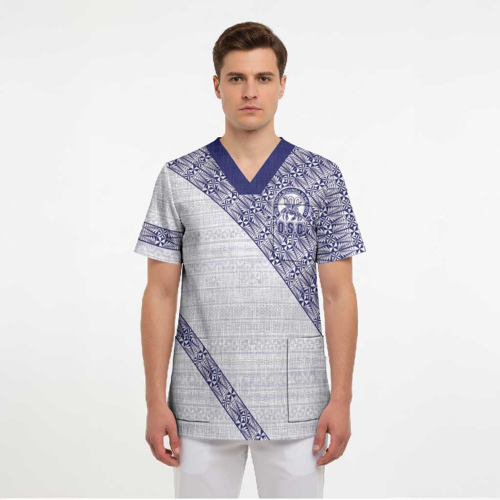 Tonga Queen Salote College Scrub Top 100 Years Anniversary White Color