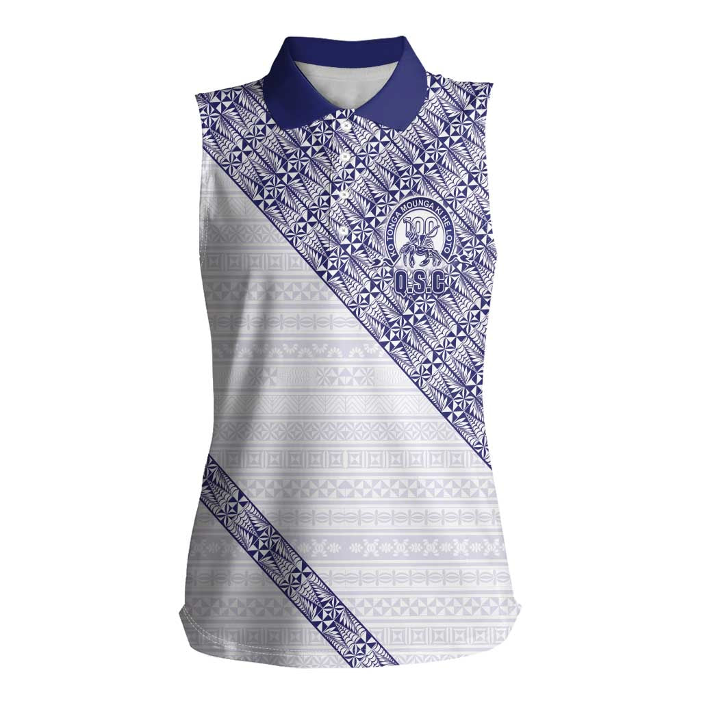 Tonga Queen Salote College Women Sleeveless Polo Shirt 100 Years Anniversary White Color LT05 Female White - Polynesian Pride