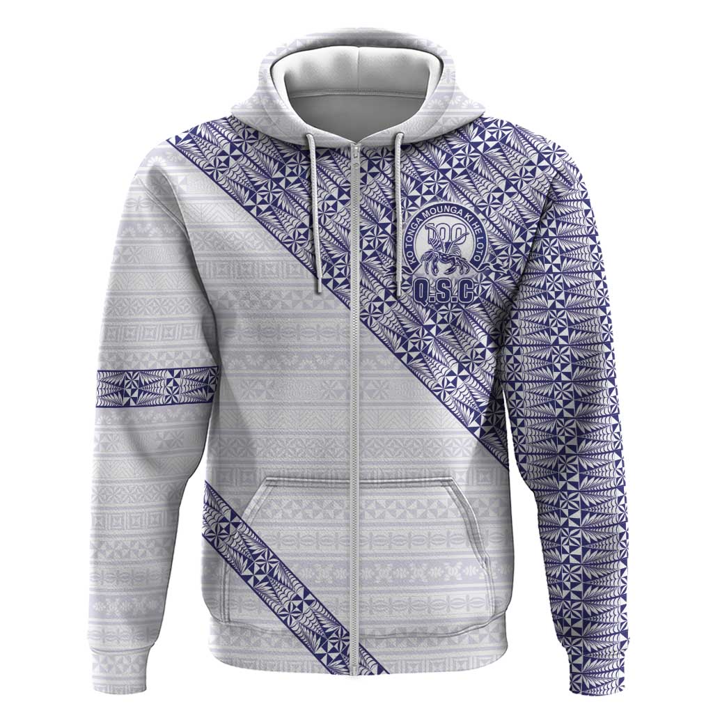 Tonga Queen Salote College Zip Hoodie 100 Years Anniversary White Color LT05 Zip Hoodie White - Polynesian Pride