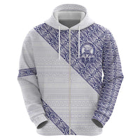 Tonga Queen Salote College Zip Hoodie 100 Years Anniversary White Color LT05 - Polynesian Pride