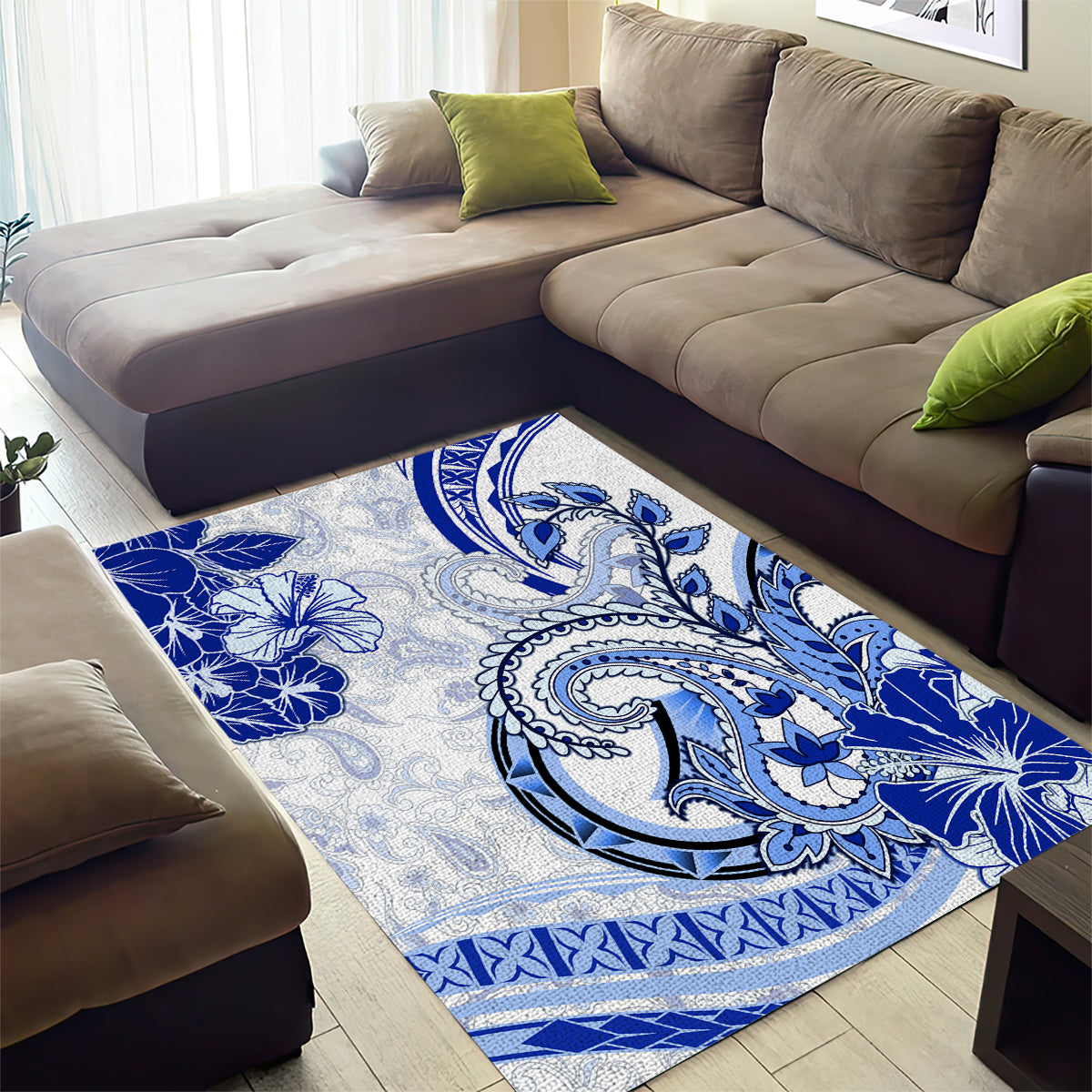 Polynesia Paisley Area Rug Mix Navy Polynesian Pattern