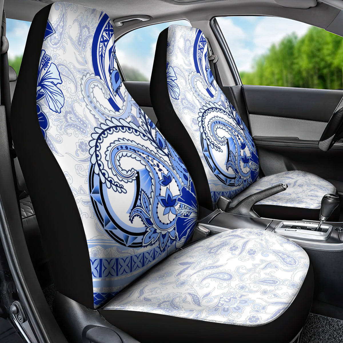 Polynesia Paisley Car Seat Cover Mix Navy Polynesian Pattern