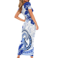 Polynesia Paisley Family Matching Short Sleeve Bodycon Dress and Hawaiian Shirt Mix Navy Polynesian Pattern LT05 - Polynesian Pride