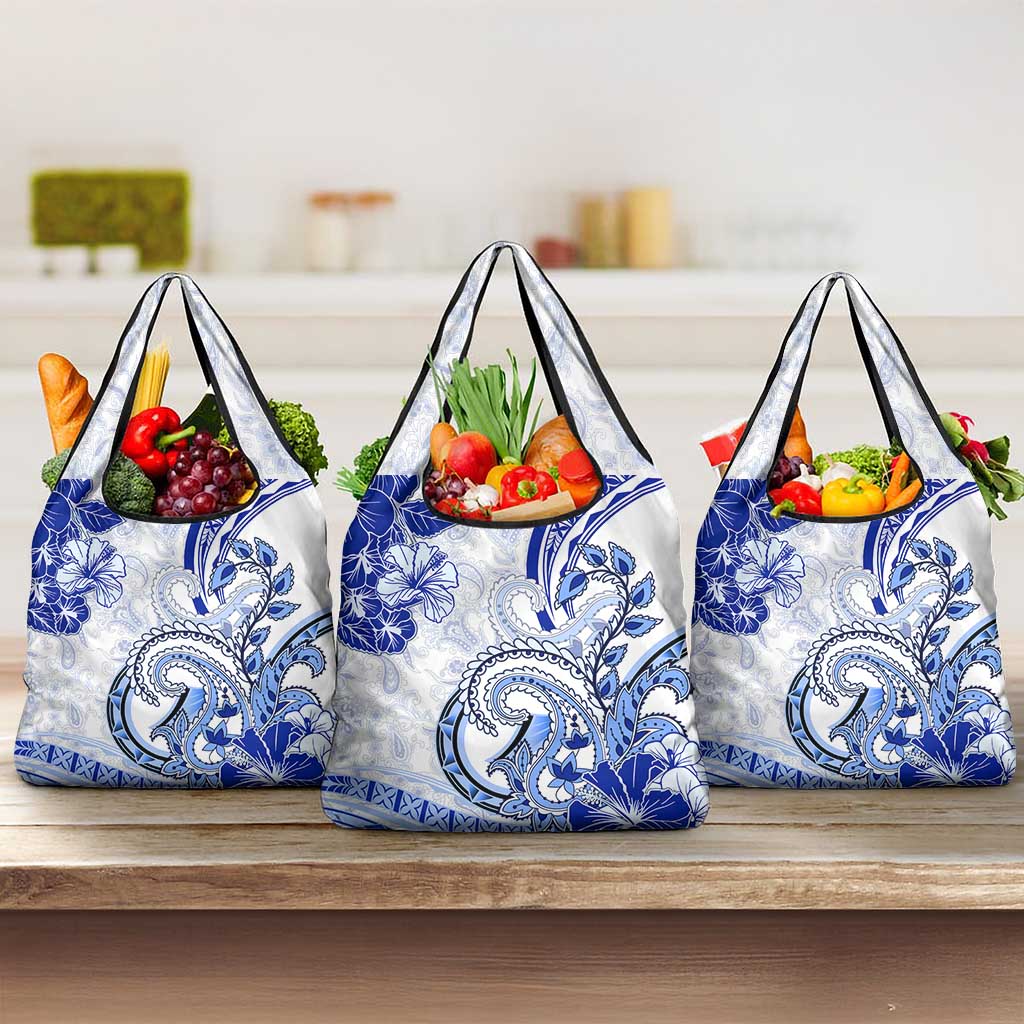 Polynesia Paisley Grocery Bag Mix Navy Polynesian Pattern