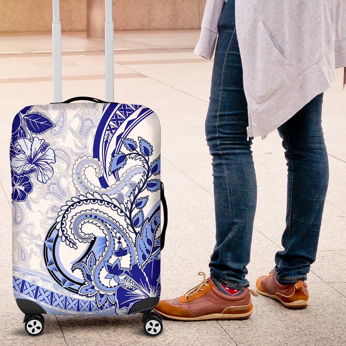 Polynesia Paisley Luggage Cover Mix Navy Polynesian Pattern LT05 Navy - Polynesian Pride