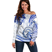 Polynesia Paisley Off Shoulder Sweater Mix Navy Polynesian Pattern LT05 Women Navy - Polynesian Pride