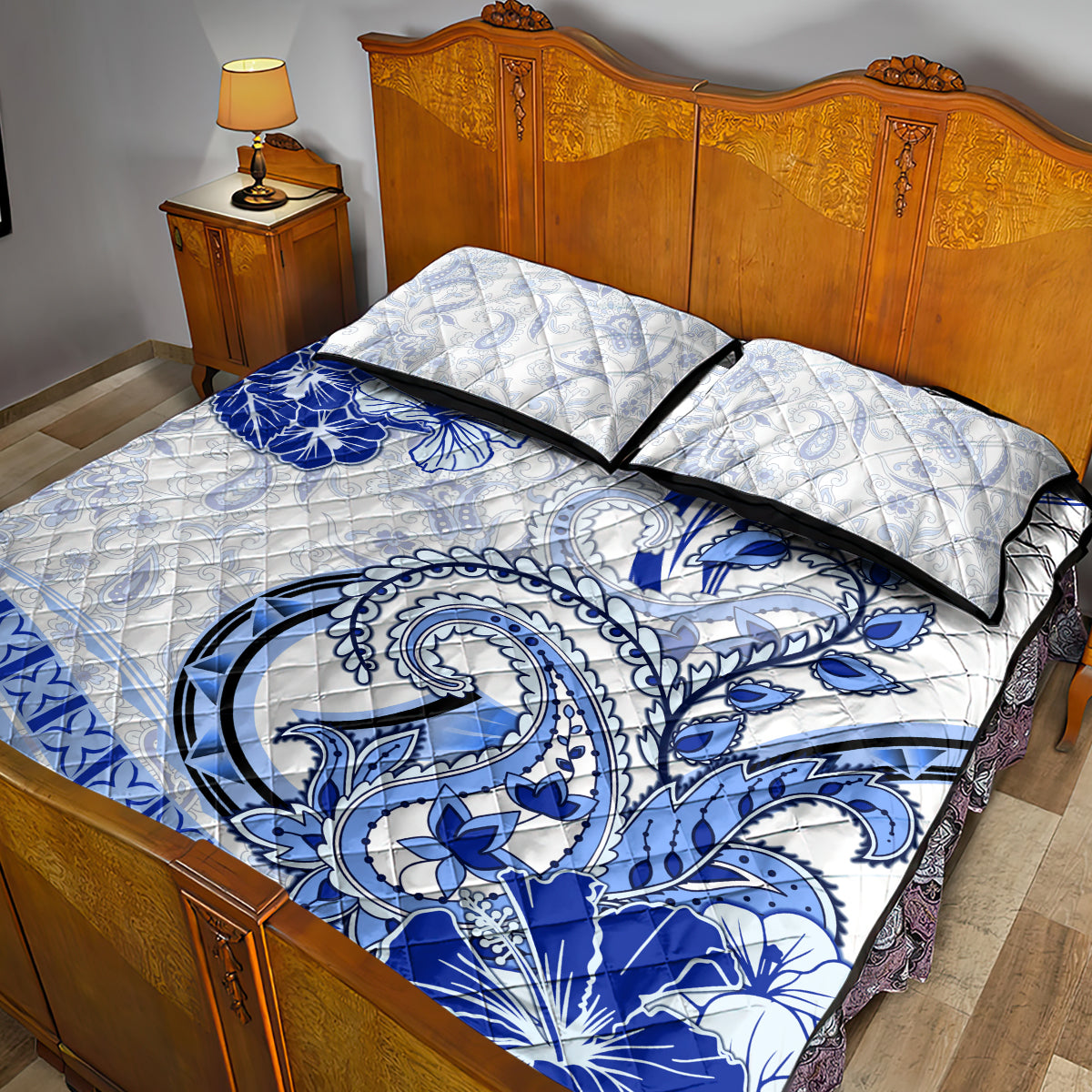 Polynesia Paisley Quilt Bed Set Mix Navy Polynesian Pattern