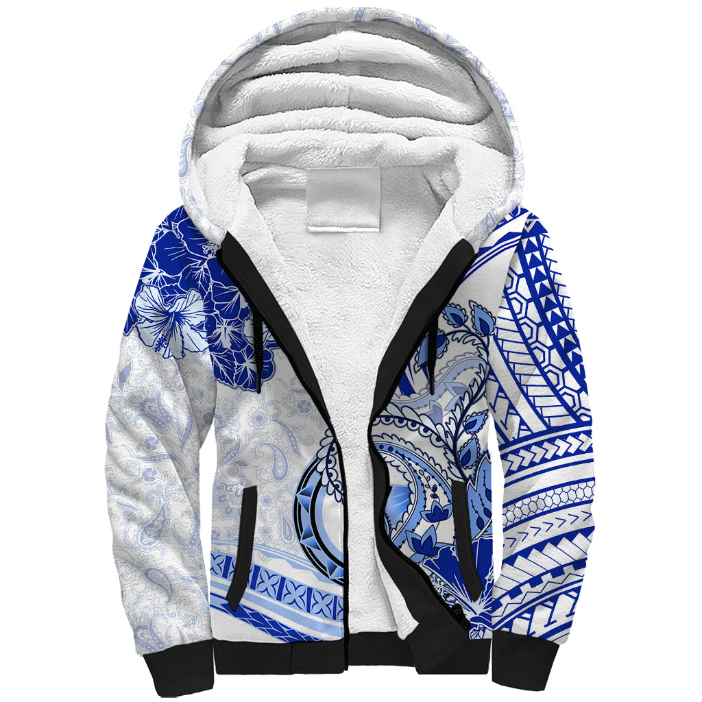 Polynesia Paisley Sherpa Hoodie Mix Navy Polynesian Pattern LT05 Unisex Navy - Polynesian Pride