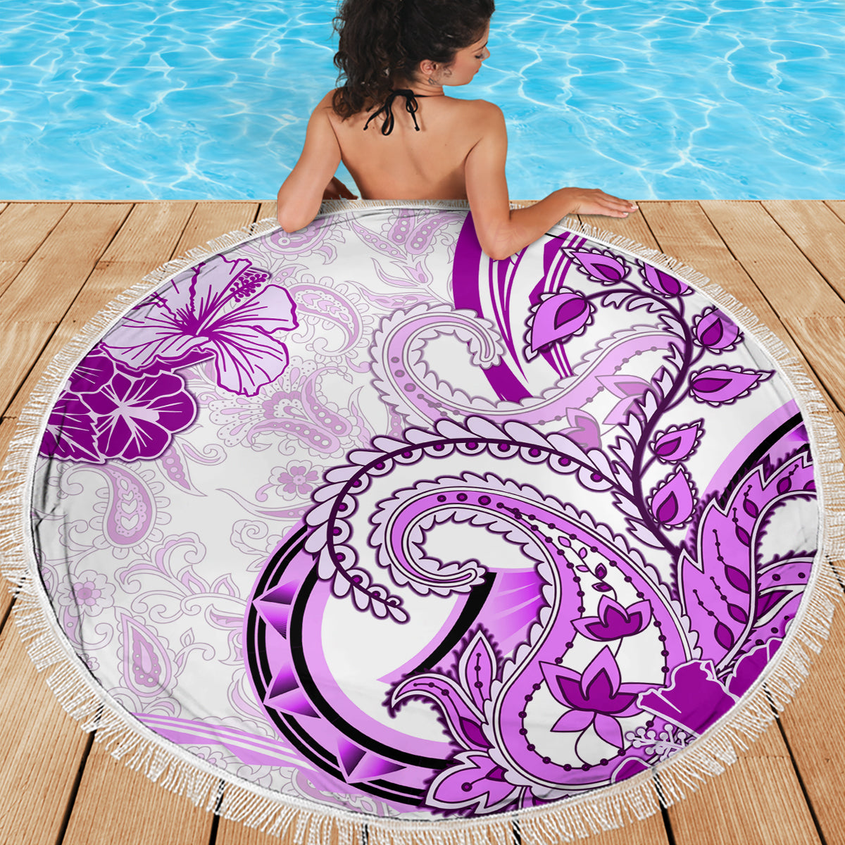 Polynesia Paisley Beach Blanket Mix Pink Polynesian Pattern
