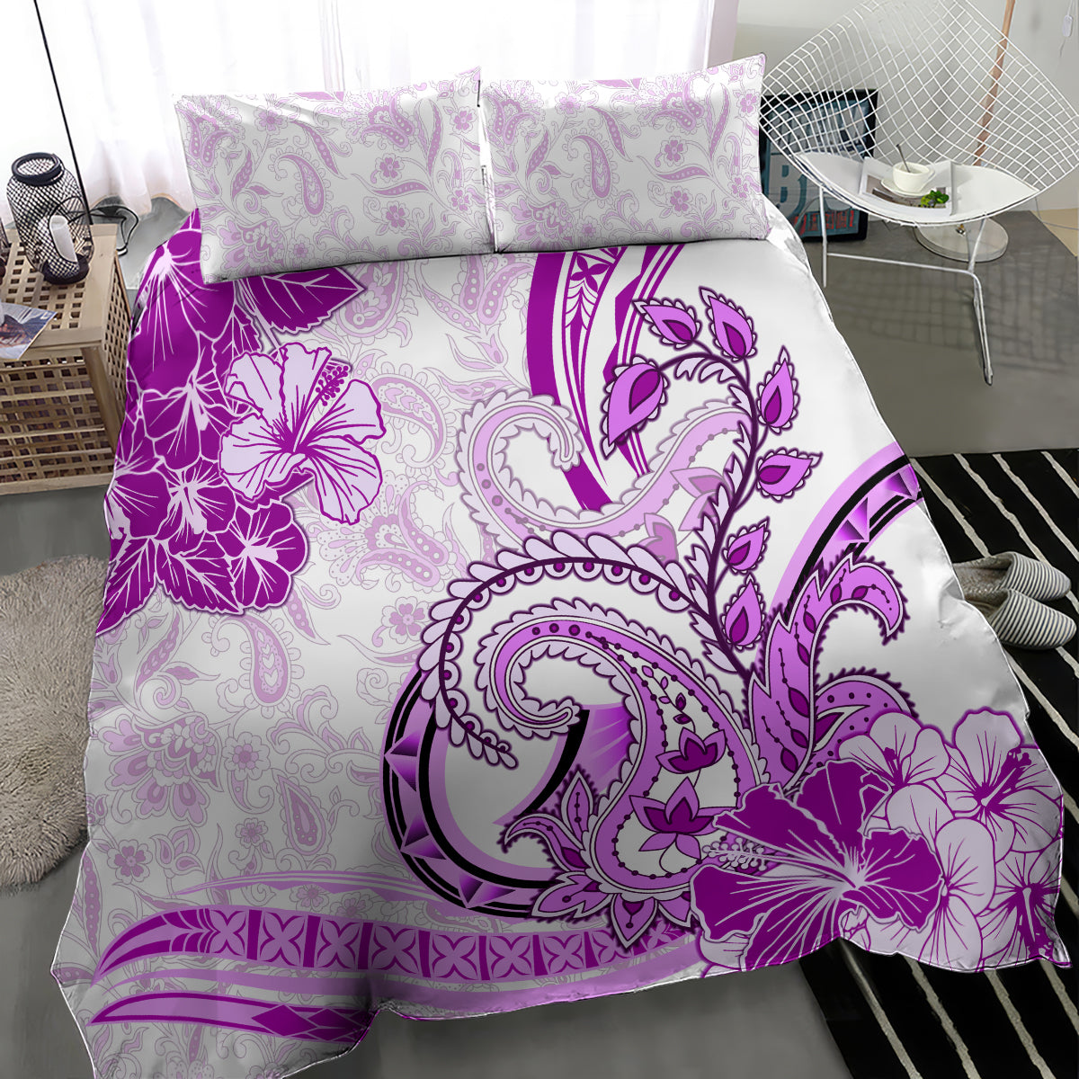 Polynesia Paisley Bedding Set Mix Pink Polynesian Pattern