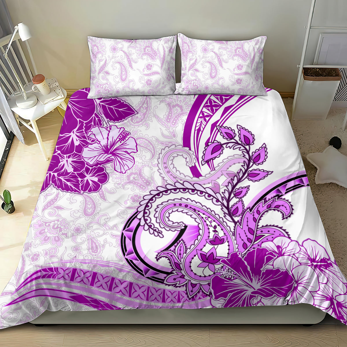Polynesia Paisley Bedding Set Mix Pink Polynesian Pattern