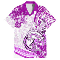 Polynesia Paisley Family Matching Off Shoulder Maxi Dress and Hawaiian Shirt Mix Pink Polynesian Pattern LT05 Dad's Shirt - Short Sleeve Pink - Polynesian Pride