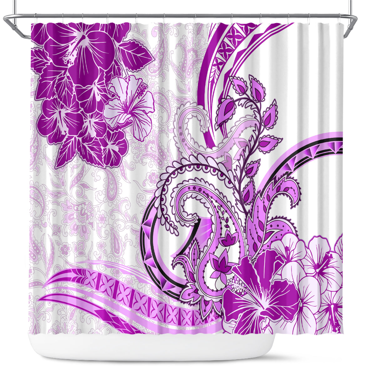 Polynesia Paisley Shower Curtain Mix Pink Polynesian Pattern LT05 Pink - Polynesian Pride