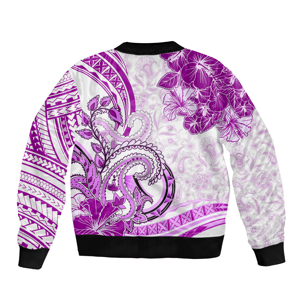 Polynesia Paisley Sleeve Zip Bomber Jacket Mix Pink Polynesian Pattern LT05 - Polynesian Pride