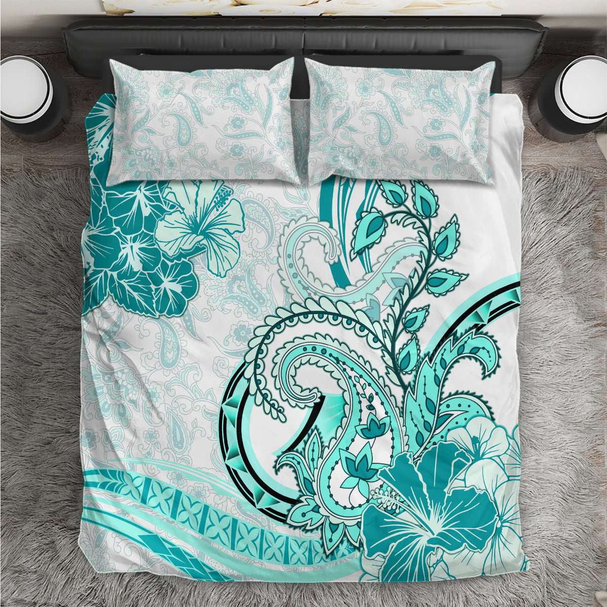 Polynesia Paisley Bedding Set Mix Teal Polynesian Pattern