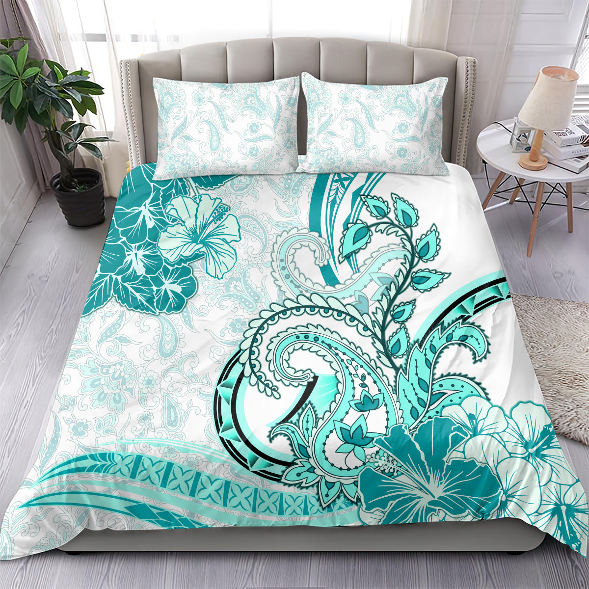 Polynesia Paisley Bedding Set Mix Teal Polynesian Pattern