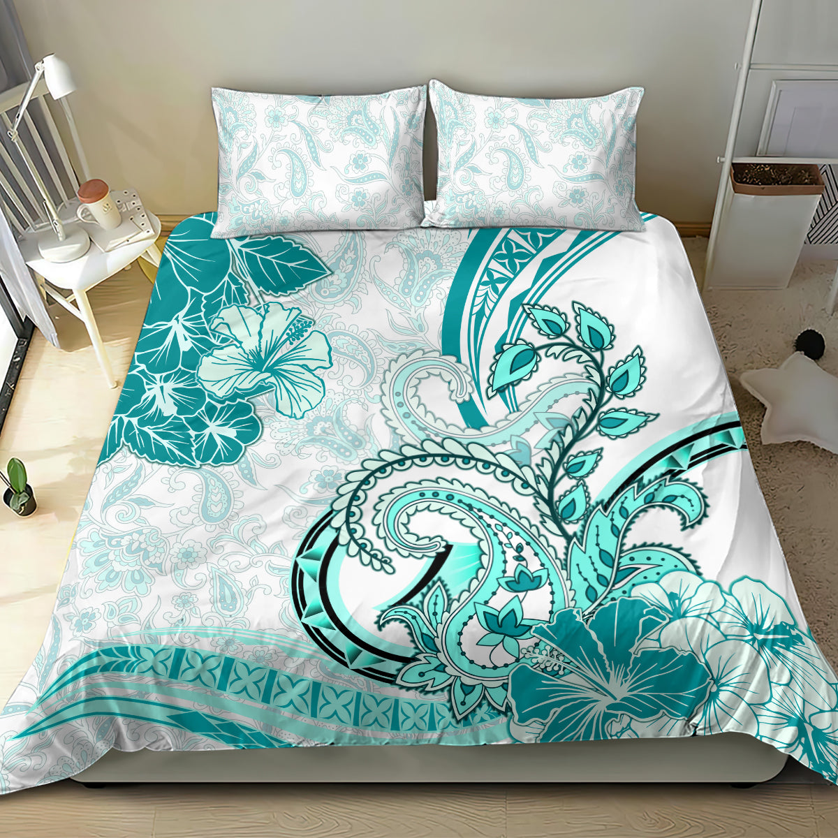 Polynesia Paisley Bedding Set Mix Teal Polynesian Pattern