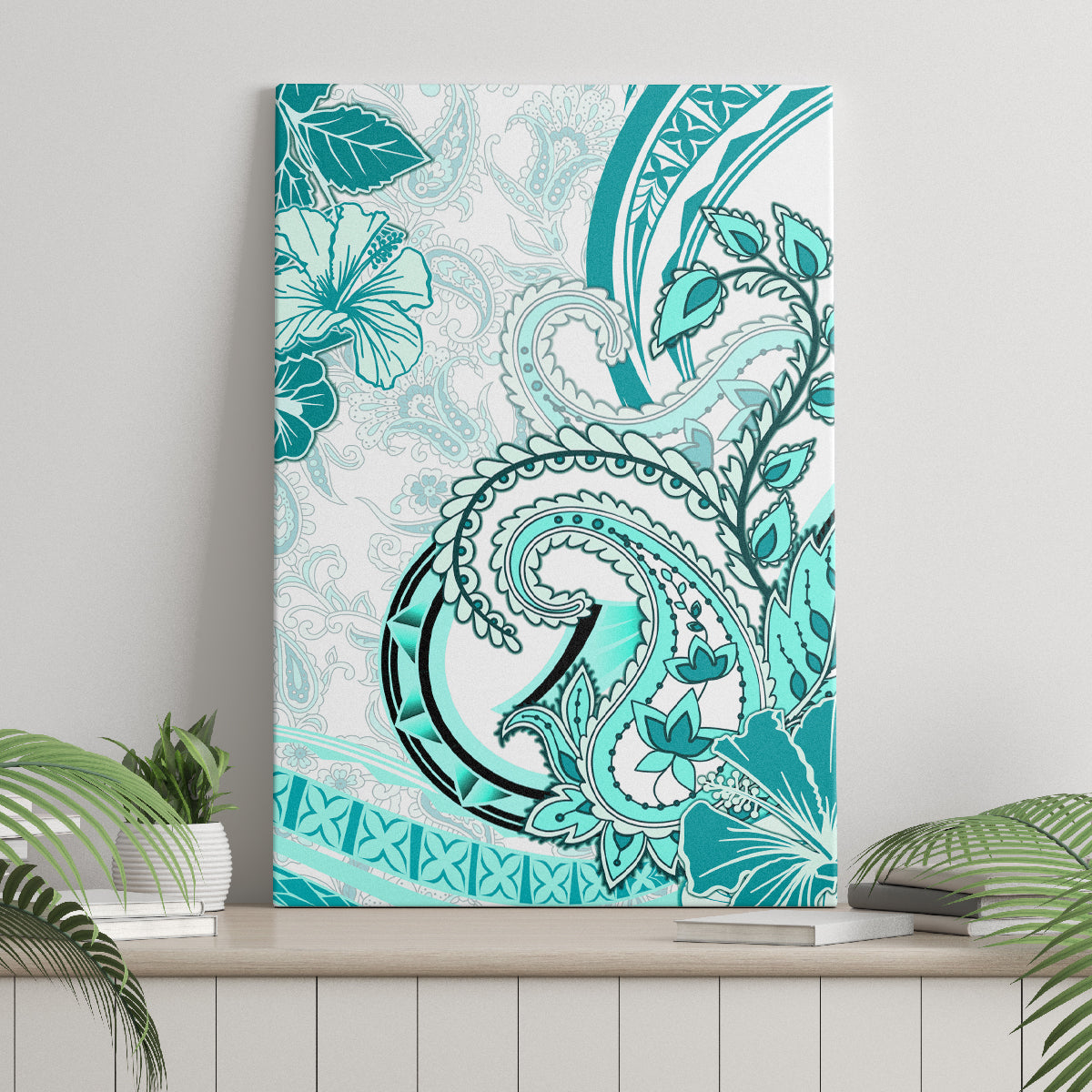 Polynesia Paisley Canvas Wall Art Mix Teal Polynesian Pattern