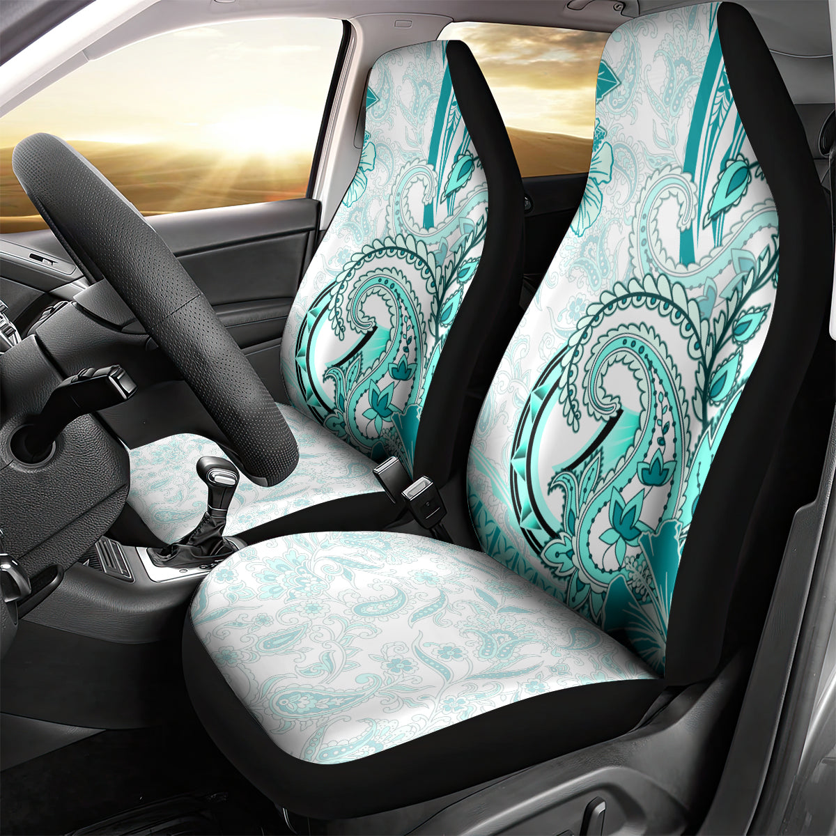 Polynesia Paisley Car Seat Cover Mix Teal Polynesian Pattern