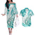 Polynesia Paisley Couples Matching Off The Shoulder Long Sleeve Dress and Hawaiian Shirt Mix Teal Polynesian Pattern LT05 Teal - Polynesian Pride