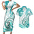 Polynesia Paisley Couples Matching Short Sleeve Bodycon Dress and Hawaiian Shirt Mix Teal Polynesian Pattern LT05