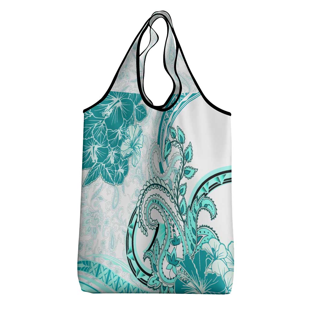 Polynesia Paisley Grocery Bag Mix Teal Polynesian Pattern