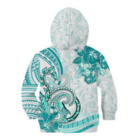 Polynesia Paisley Kid Hoodie Mix Teal Polynesian Pattern LT05 - Polynesian Pride