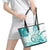 Polynesia Paisley Leather Tote Bag Mix Teal Polynesian Pattern