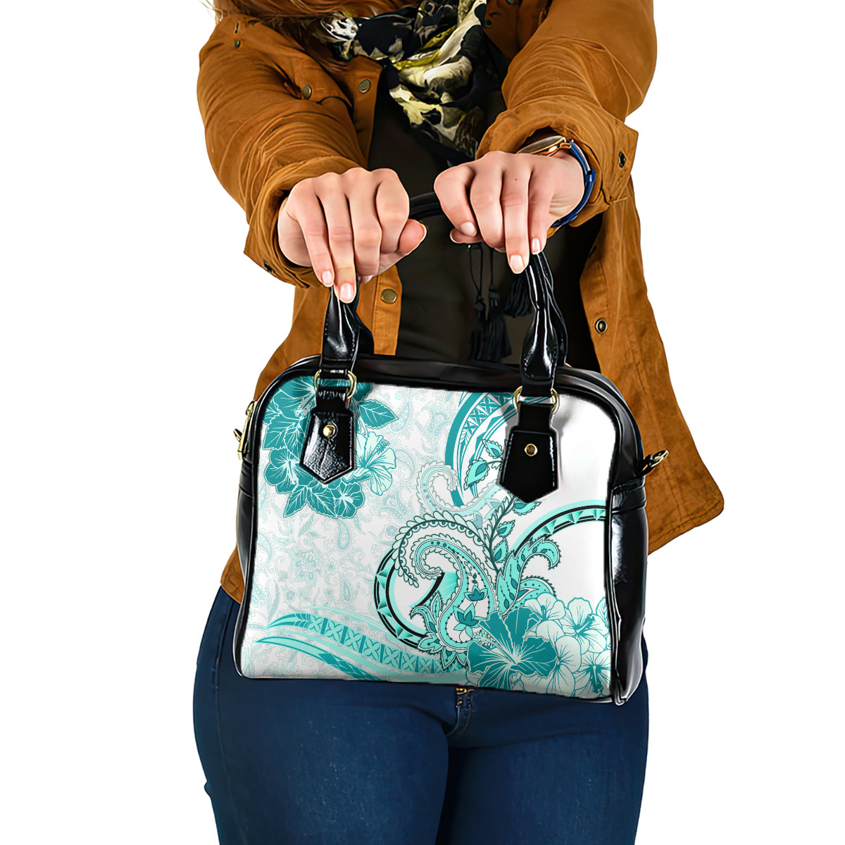 Polynesia Paisley Shoulder Handbag Mix Teal Polynesian Pattern LT05 One Size Teal - Polynesian Pride