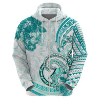 Polynesia Paisley Zip Hoodie Mix Teal Polynesian Pattern LT05 - Polynesian Pride