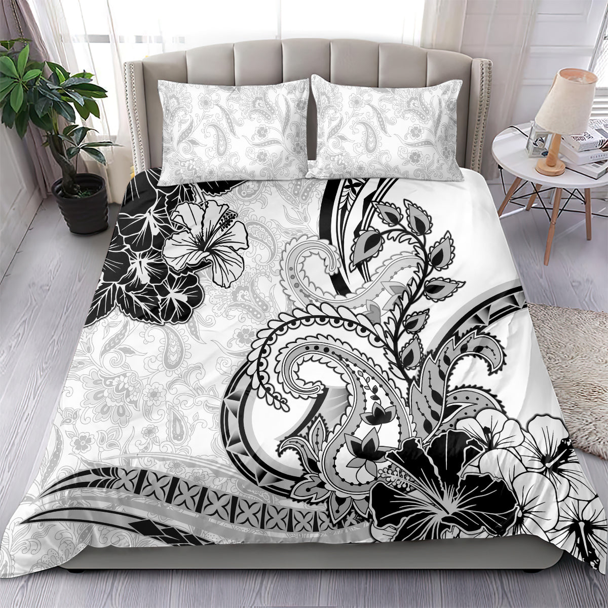 Polynesia Paisley Bedding Set Mix White Polynesian Pattern