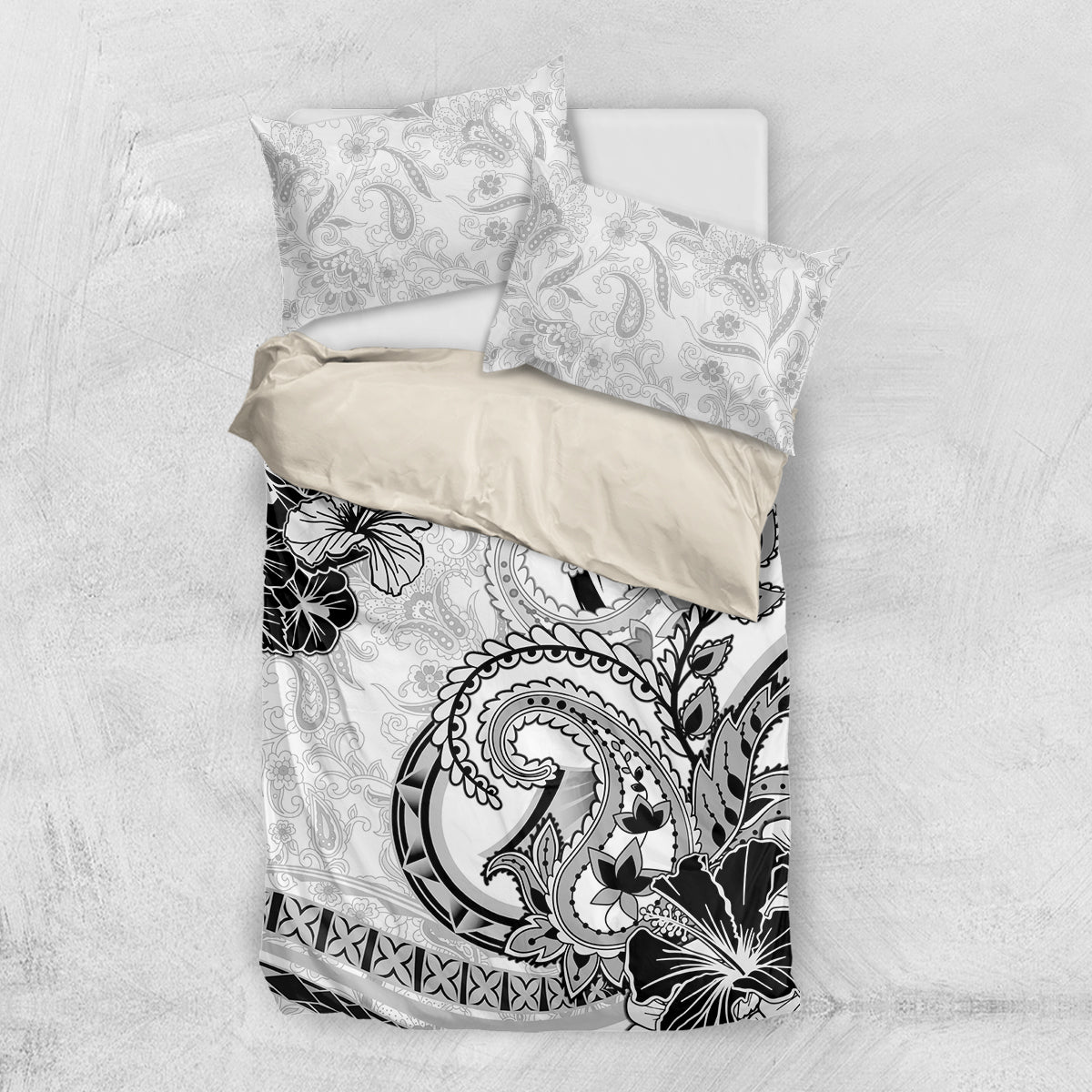 Polynesia Paisley Bedding Set Mix White Polynesian Pattern