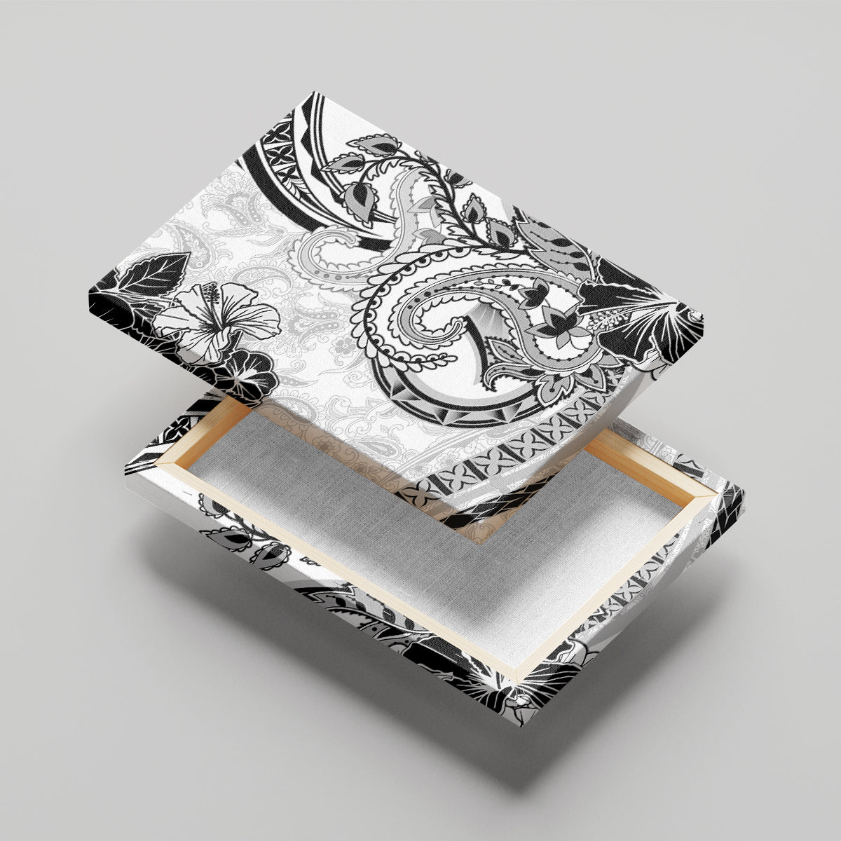 Polynesia Paisley Canvas Wall Art Mix White Polynesian Pattern