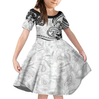 Polynesia Paisley Family Matching Long Sleeve Bodycon Dress and Hawaiian Shirt Mix White Polynesian Pattern LT05 Daughter's Dress White - Polynesian Pride