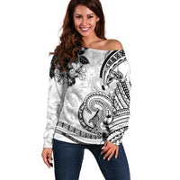 Polynesia Paisley Off Shoulder Sweater Mix White Polynesian Pattern LT05 Women White - Polynesian Pride