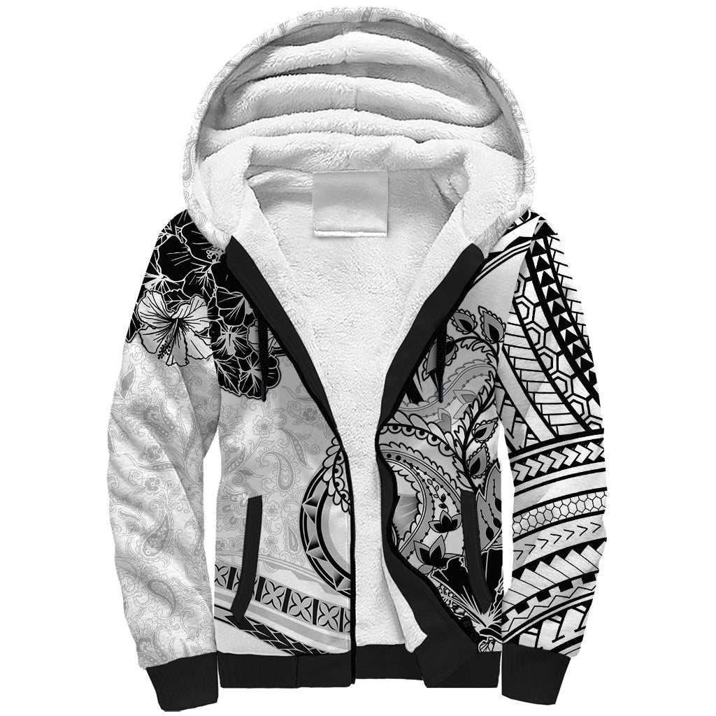 Polynesia Paisley Sherpa Hoodie Mix White Polynesian Pattern LT05 Unisex White - Polynesian Pride